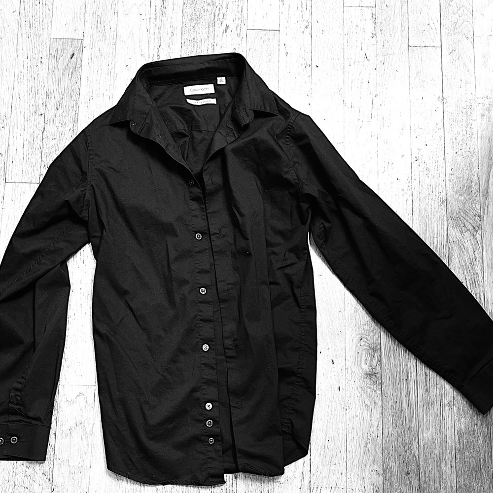 Calvin Klein Slim Fit Stretch Poplin Dress Shirt Big Boys